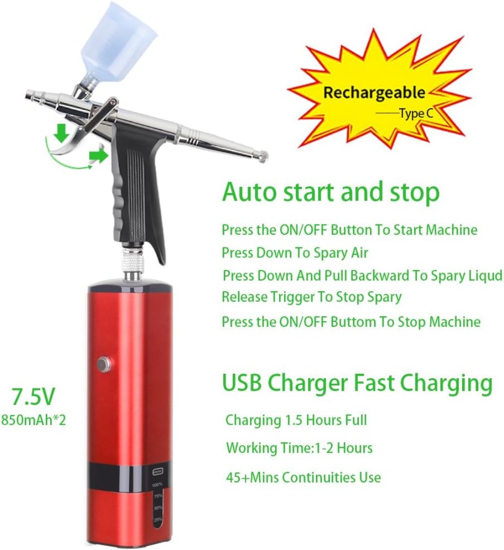 Portable Cordless Airbrush Kit - đánh giá và giá Air Compressor Mini