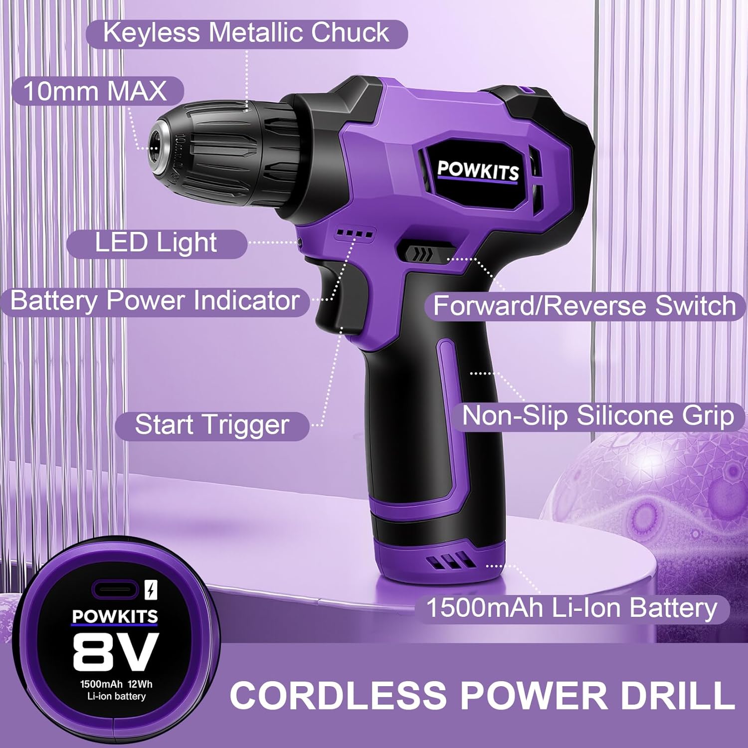 8V Cordless Drill Set, 139-Pie - đánh giá và giá Power Tools Drill